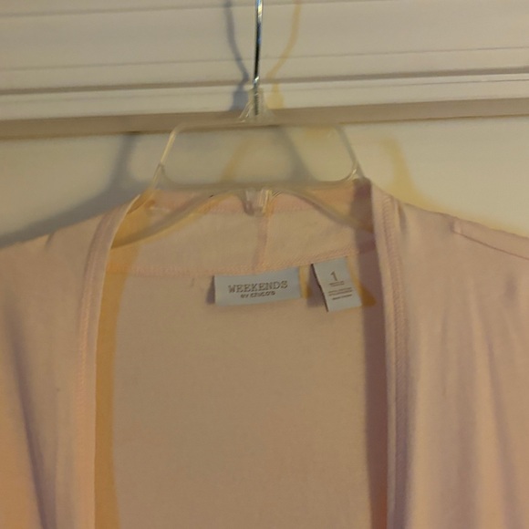 Chico’s weekend Women's Light Pink Open Front Cardigan size 1 (m) like new - Picture 3 of 4